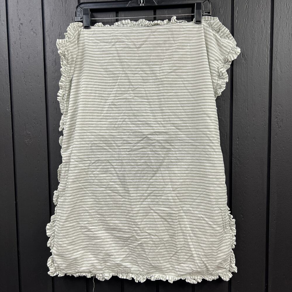 Laura Ashley Light Green Striped Ruffle Cotton Standard Pillow Sham